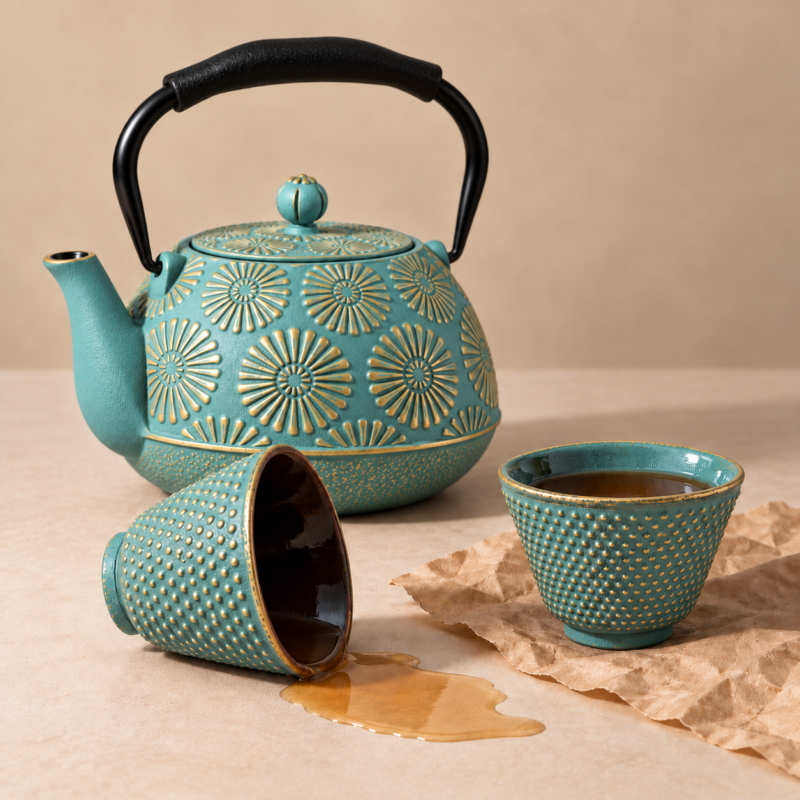 Tetera hierro fundido 1,2L turquesa