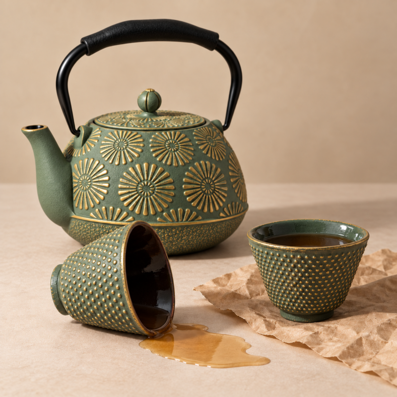 CAST IRON TEAPOT 1.2L GREEN - Natural Wellness